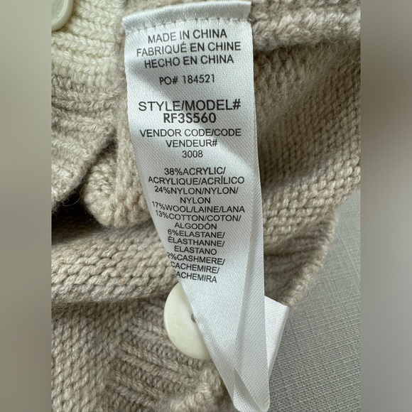 Splendid Womens GENEVRA Ivory Striped Ribbed Trim Button-Up Cardigan L - Picture 8 of 8